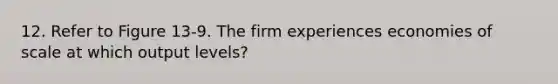 12. Refer to Figure 13-9. The firm experiences economies of scale at which output levels?