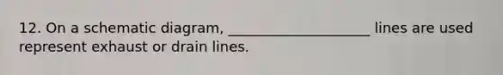 12. On a schematic diagram, ____________________ lines are used represent exhaust or drain lines.