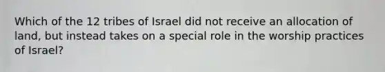 Which of the 12 tribes of Israel did not receive an allocation of land, but instead takes on a special role in the worship practices of Israel?