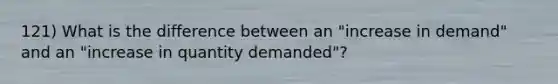 121) What is the difference between an "increase in demand" and an "increase in quantity demanded"?