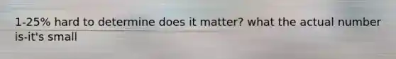 1-25% hard to determine does it matter? what the actual number is-it's small
