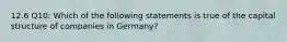 12.6 Q10: Which of the following statements is true of the capital structure of companies in Germany?