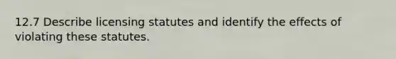 12.7 Describe licensing statutes and identify the effects of violating these statutes.