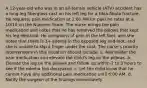 A 12-year-old who was in an all-terrain vehicle (ATV) accident has a long-leg fiberglass cast on his left leg for a tibia-fibula fracture. He requests pain medication at 2:00 AM for pain he rates at a 10/10 on the Numeric Scale. The nurse brings the pain medication and notes that he has removed the pillows that kept his leg elevated. He complains of pain in the left foot, and she notes that there is 3+ edema in the exposed leg and foot, and she is unable to slip a finger under the cast. The nurse's priority interventions in this situation should include: a. Administer the pain medication and elevate the child's leg on the pillows. b. Elevate the leg on the pillows and follow up within 2 to 3 hours to see if the edema has decreased. c. Let the child know that he cannot have any additional pain medication until 6:00 AM. d. Notify the surgeon of the findings immediately.