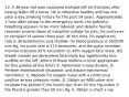 13. A 46-year-old man sustained multiple left rib fractures after having fallen off a horse. He is otherwise healthy and has one pack a day smoking history for the past 24 years. Approximately 1 hour after arrival to the emergency room, the patient's breathing appears to be more labored, and despite having received several doses of morphine sulfate for pain, he continues to complain of severe chest pain. At this time, his respiratory rate is 36 breaths/min and shallow, his blood pressure is 160/100 mm Hg, his pulse rate is 115 beats/min, and the pulse oximeter monitor indicates 92% saturation on 40% oxygen face mask. His breath sounds are diminished bilaterally but significantly less audible on the left. Which of these options is most appropriate for this patient at this time? A. Administer a loop-diuretic. B. Perform endotracheal intubation and initiate mechanical ventilation. C. Replace his oxygen mask with a continuous positive airway pressure mask. D. Obtain an ABG value and intubate the patient if the Pao2is less than 50 mm Hg and/or if the Paco2is greater than 50 mm Hg. E. Obtain a chest x-ray