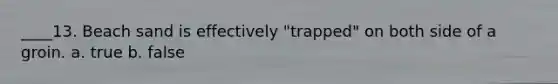 ____13. Beach sand is effectively "trapped" on both side of a groin. a. true b. false