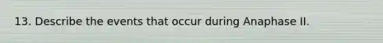 13. Describe the events that occur during Anaphase II.
