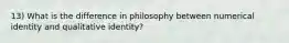 13) What is the difference in philosophy between numerical identity and qualitative identity?