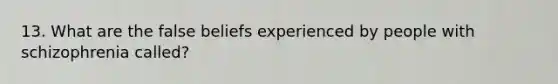 13. What are the false beliefs experienced by people with schizophrenia called?