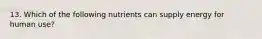 13. Which of the following nutrients can supply energy for human use?