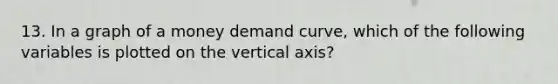 13. In a graph of a money demand curve, which of the following variables is plotted on the vertical axis?