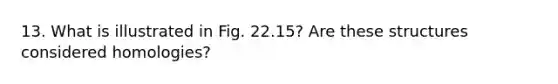 13. What is illustrated in Fig. 22.15? Are these structures considered homologies?