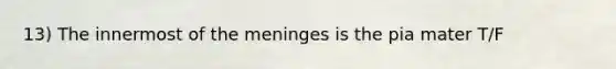 13) The innermost of the meninges is the pia mater T/F