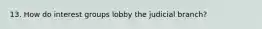 13. How do interest groups lobby the judicial branch?
