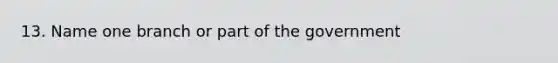 13. Name one branch or part of the government