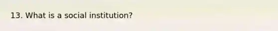 13. What is a social institution?