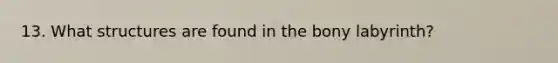 13. What structures are found in the bony labyrinth?