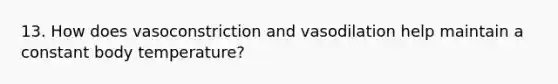 13. How does vasoconstriction and vasodilation help maintain a constant body temperature?