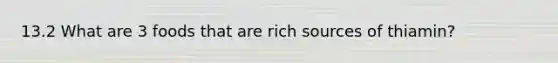 13.2 What are 3 foods that are rich sources of thiamin?