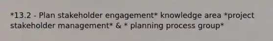 *13.2 - Plan stakeholder engagement* knowledge area *project stakeholder management* & * planning process group*