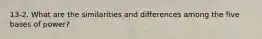 13-2. What are the similarities and differences among the five bases of power?