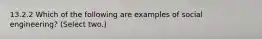 13.2.2 Which of the following are examples of social engineering? (Select two.)