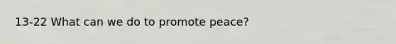 13-22 What can we do to promote peace?