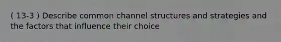 ( 13-3​ ) Describe common channel structures and strategies and the factors that influence their choice