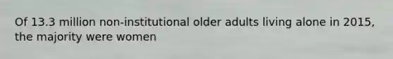 Of 13.3 million non-institutional older adults living alone in 2015, the majority were women