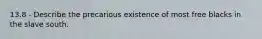 13.8 - Describe the precarious existence of most free blacks in the slave south.