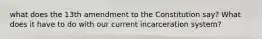 what does the 13th amendment to the Constitution say? What does it have to do with our current incarceration system?