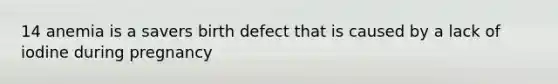 14 anemia is a savers birth defect that is caused by a lack of iodine during pregnancy