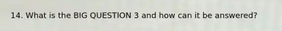 14. What is the BIG QUESTION 3 and how can it be answered?