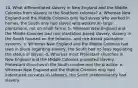 14. What differentiated slavery in New England and the Middle Colonies from slavery in the Southern colonies? a. Whereas New England and the Middle Colonies only had slaves who worked in homes, the South only had slaves who worked on large plantations, not on small farms. b. Whereas New England and the Middle Colonies had non plantation-based slavery, slavery in the South focused on the tobacco- and rice-based plantation systems. c. Whereas New England and the Middle Colonies had laws in place regarding slavery, the South had no laws regulating the status of slaves. d. Whereas most Protestant churches in New England and the Middle Colonies promoted slavery, Protestant churches in the South condemned the practice. e. Whereas New England and the Middle Colonies only had indentured servants as laborers, the South predominantly had slavery.