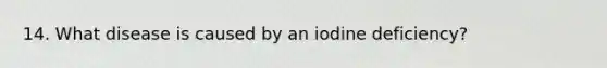 14. What disease is caused by an iodine deficiency?