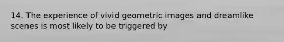 14. The experience of vivid geometric images and dreamlike scenes is most likely to be triggered by