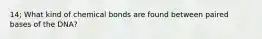 14; What kind of chemical bonds are found between paired bases of the DNA?