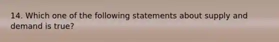 14. Which one of the following statements about supply and demand is true?