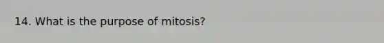 14. What is the purpose of mitosis?