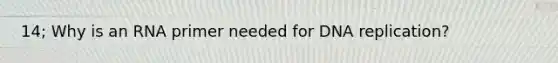 14; Why is an RNA primer needed for DNA replication?