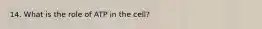 14. What is the role of ATP in the cell?