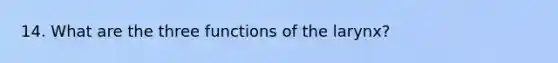 14. What are the three functions of the larynx?