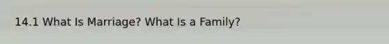 14.1 What Is Marriage? What Is a Family?