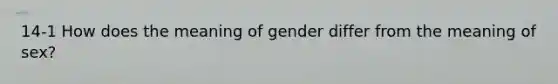 14-1 How does the meaning of gender differ from the meaning of sex?