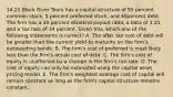 14.21 Black River Tours has a capital structure of 55 percent common stock, 5 percent preferred stock, and 40percent debt. The firm has a 30 percent dividend payout ratio, a beta of 1.21, and a tax rate of 34 percent. Given this, which one of the following statements is correct? A. The after tax cost of debt will be greater than the current yield-to-maturity on the firm's outstanding bonds. B. The firm's cost of preferred is most likely less than the firm's actual cost of debt. C. The firm's cost of equity is unaffected by a change in the firm's tax rate. D. The cost of equity can only be estimated using the capital asset pricing model. E. The firm's weighted average cost of capital will remain constant as long as the firm's capital structure remains constant.