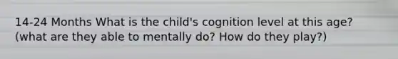 14-24 Months What is the child's cognition level at this age? (what are they able to mentally do? How do they play?)