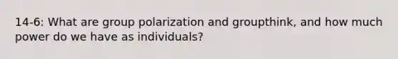 14-6: What are group polarization and groupthink, and how much power do we have as individuals?