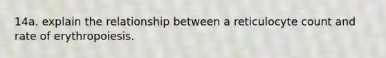 14a. explain the relationship between a reticulocyte count and rate of erythropoiesis.