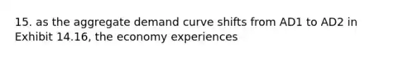 15. as the aggregate demand curve shifts from AD1 to AD2 in Exhibit 14.16, the economy experiences