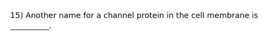 15) Another name for a channel protein in the cell membrane is __________.